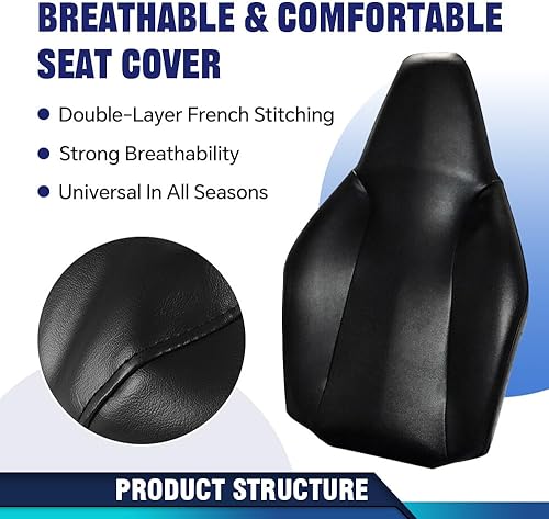 Miniatura 20 de PIT66 Funda de asiento de piel de PVC negra compatible con Honda Rancher 350 2000-2006