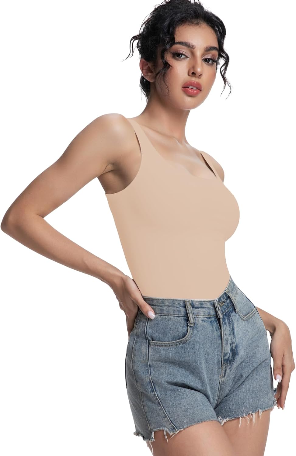 Women's Tank Tops Square Neck Top Double Lined Sleeveless Slim Fit T-Shirt for Going Out 2025 Fall Style - Image 4