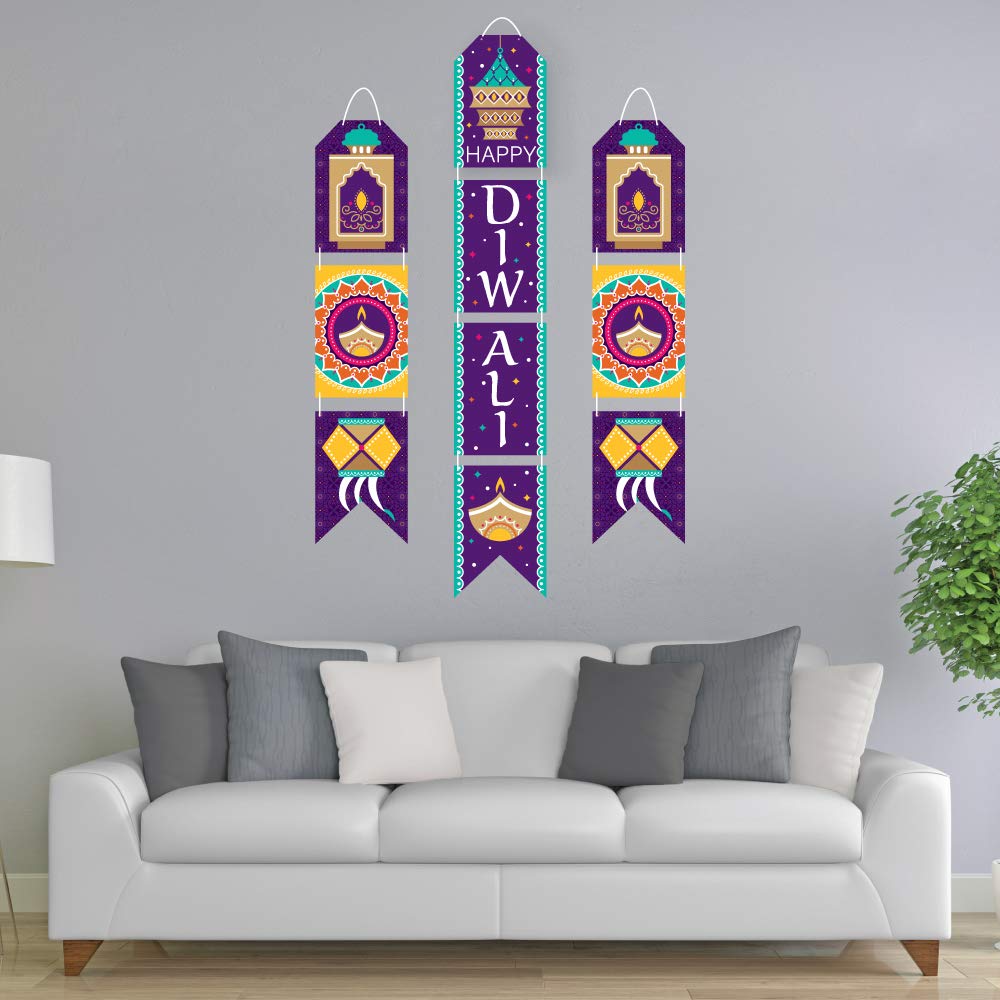 Happy Diwali Hanging Door Banners - Festival Of Lights Party Wall Decorations Kit