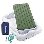 Hiccapop Inflatable Toddler Travel Bed with Safety Bumpers [4-Sided], Portable Toddler Bed for Kids, Toddler Air Mattress, Kids Air Mattress - Sage Green