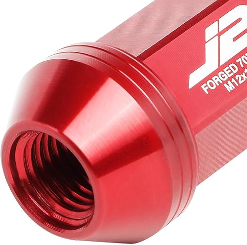 Miniatura 10 de J2 Engineering LN-T7-021-15-BK Negro 7075 Aluminio M12 x 1.5 20 piezas L 1.969 in Moleteado Tuercas superiores con adaptador