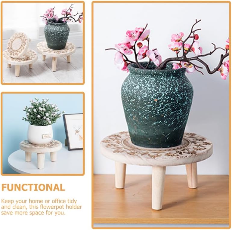 Miniatura 8 de Pequeño soporte de madera para flores, soporte de madera, base de madera, soporte de bola de cristal, florero, exhibición de taburete, bonsái,