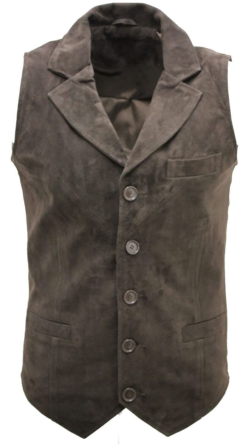 Infinity Leather Men's Brown Smart Real Suede Leather Gilet Waistcoat Biker Fashion Vest 5XL