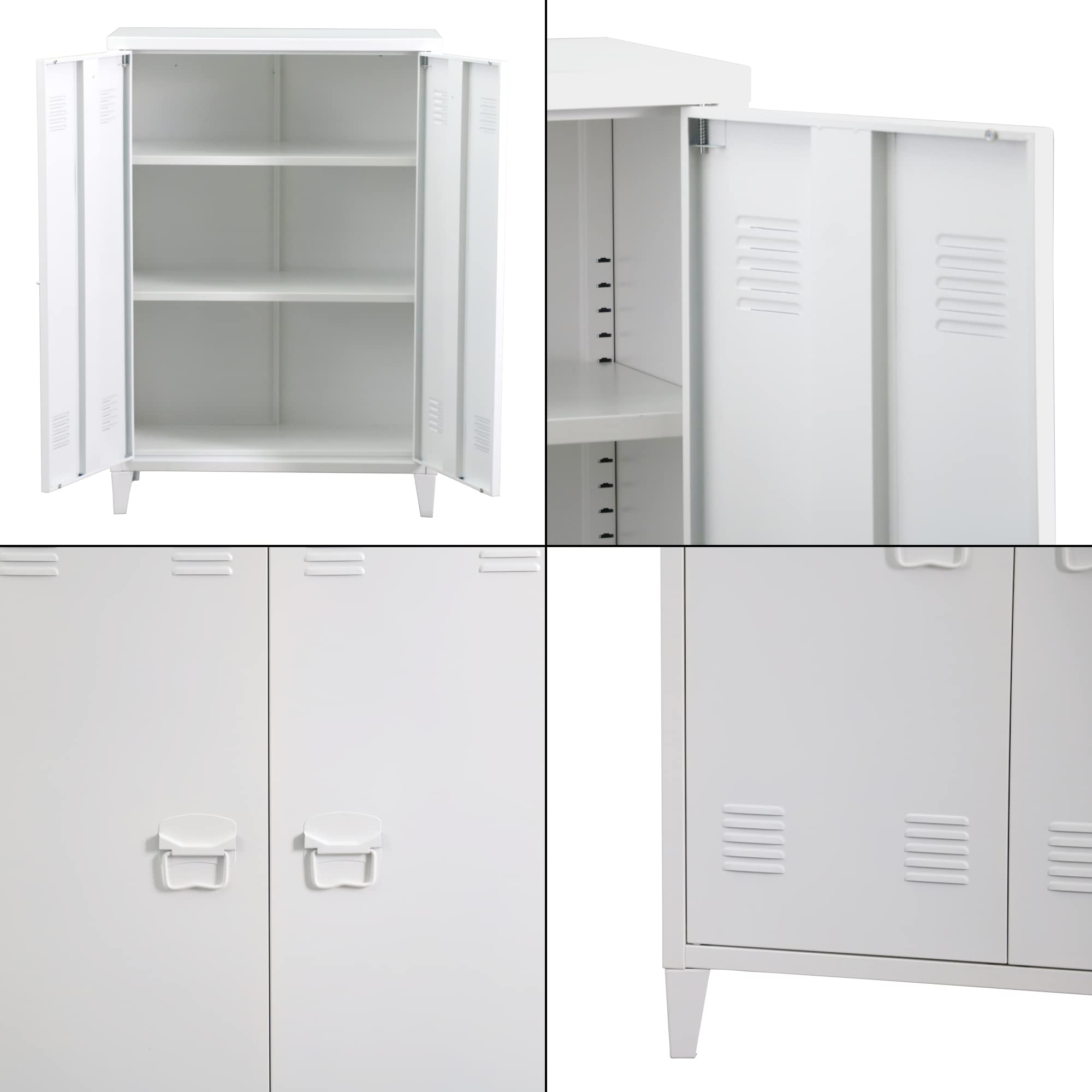 Oripää metalowa szafka do salonu, 110 x 75 x 33 cm, szafka na akta, szafka warsztatowa z 2 drzwiami i 2 półkami o regulowanej wysokości, biała