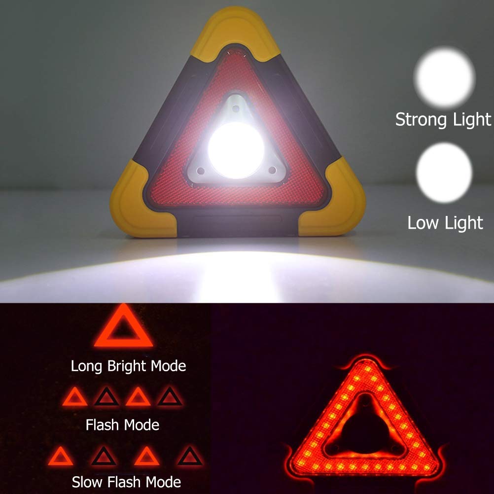 Foco LED portátil de 50 W, 500 lúmenes, luz de trabajo recargable con panel solar, 5 modos de luz, batería externa de 4000 mAh, luz de advertencia exterior impermeable IP65 para iluminación de emergen
