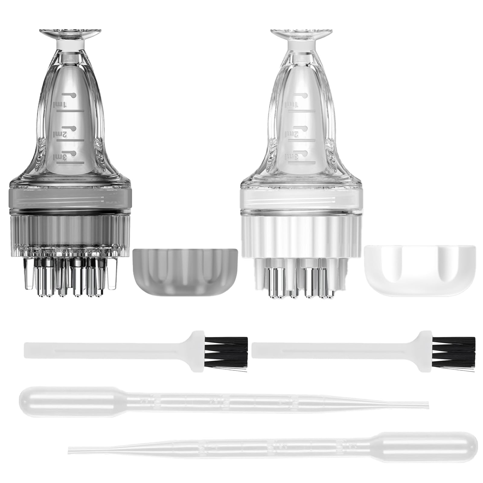 2-Teiliges Set Haaröl Applikator Hair Oil Applicator Scalp Applicator Kopfhaut-Applikator, Reinigungsbürste und Tropfer für Das Haarwachstum, Massieren Sie Die Kopfhaut mit Ätherischem Öl
