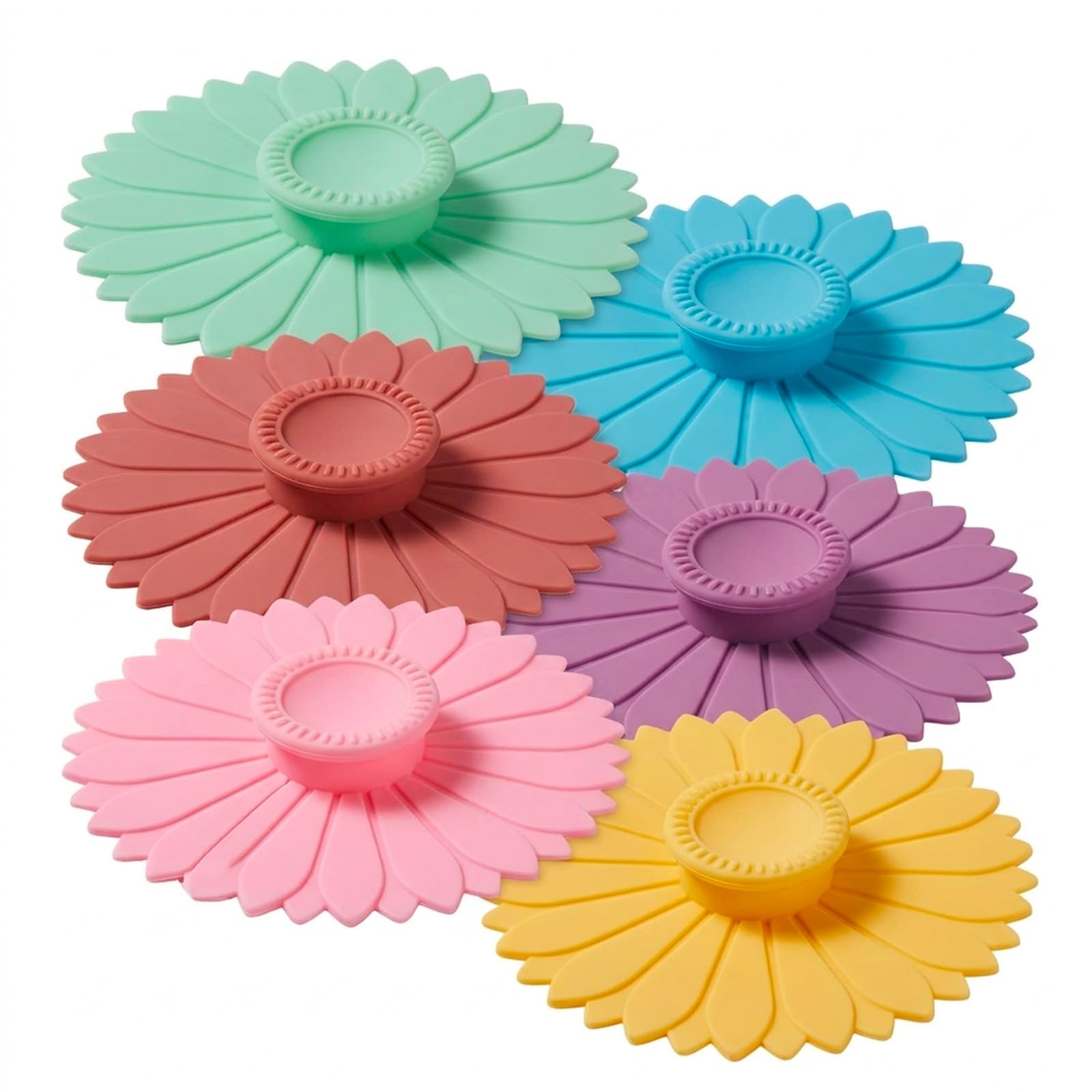 6pcs Drink Covers,Mug Covers for Drinks, Flip Top Drinking Cover for Daily Use at Home and Outdoor Travel, Available in Blue Green Purple Yellow Pink and Red Colours