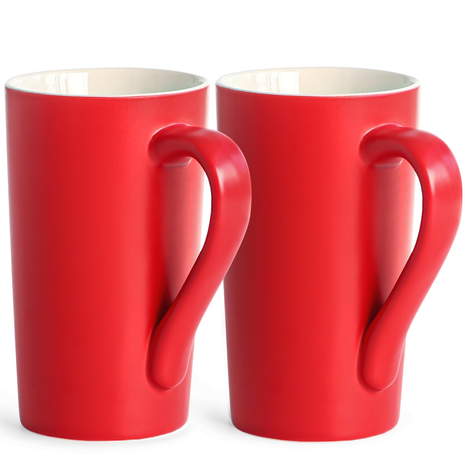 harebe 20 OZ Large Coffee Mugs, Smooth Ceramic Couple Cup for Office and Home, Men, Dad, Big Capacity with Handle Cups, set of 2, Red