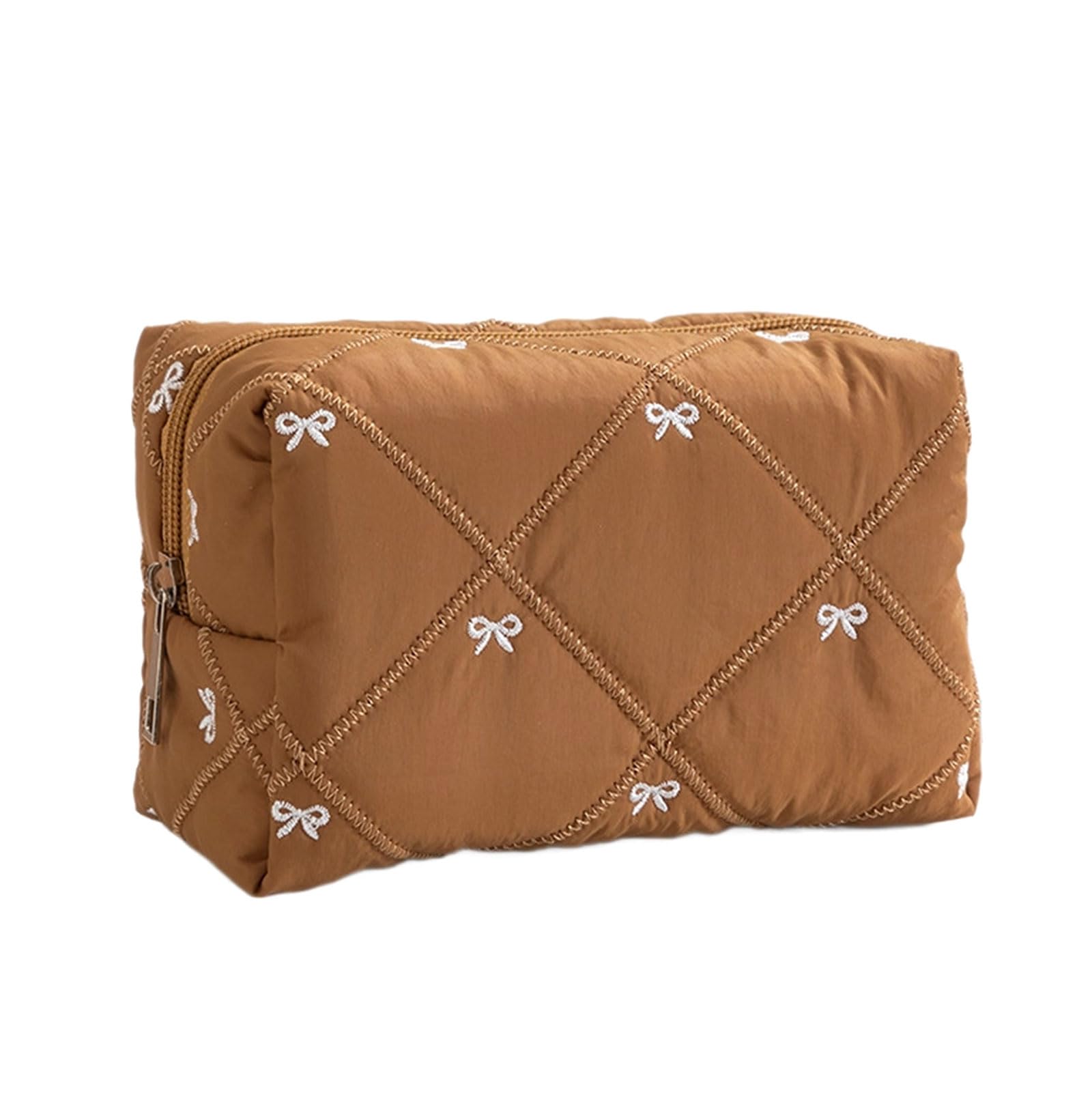 Lerpwige Spacious Waterproof Polyester Travel Toiletry Bag Featuring Elegant Bowknot Quilting Designs and Multiple Compartments Large Capacity Cosmetic Bag