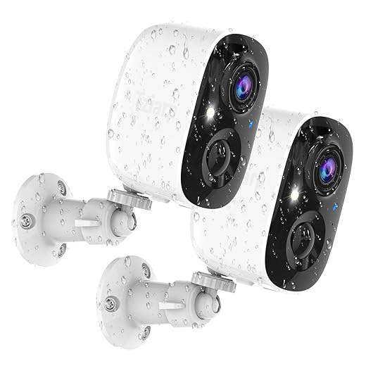 Security Cameras Wireless Outdoor,2K Indoor WiFi Wireless Cameras,Outside Battery Powered Camera for Home Security,AI Motion Detection,Color Night Vision,Spotlight,Siren Alarm,SD/Cloud Storage,2 Pack