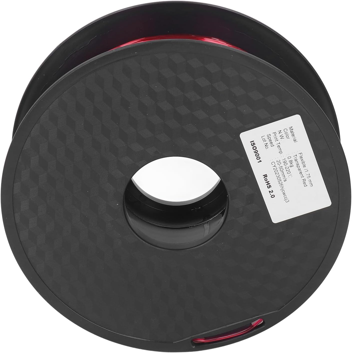 TPU Filament .75mm 1KG Clog Flexible Material for 3D Printers – High Permeability, Accurate Printing (Transparent Red)