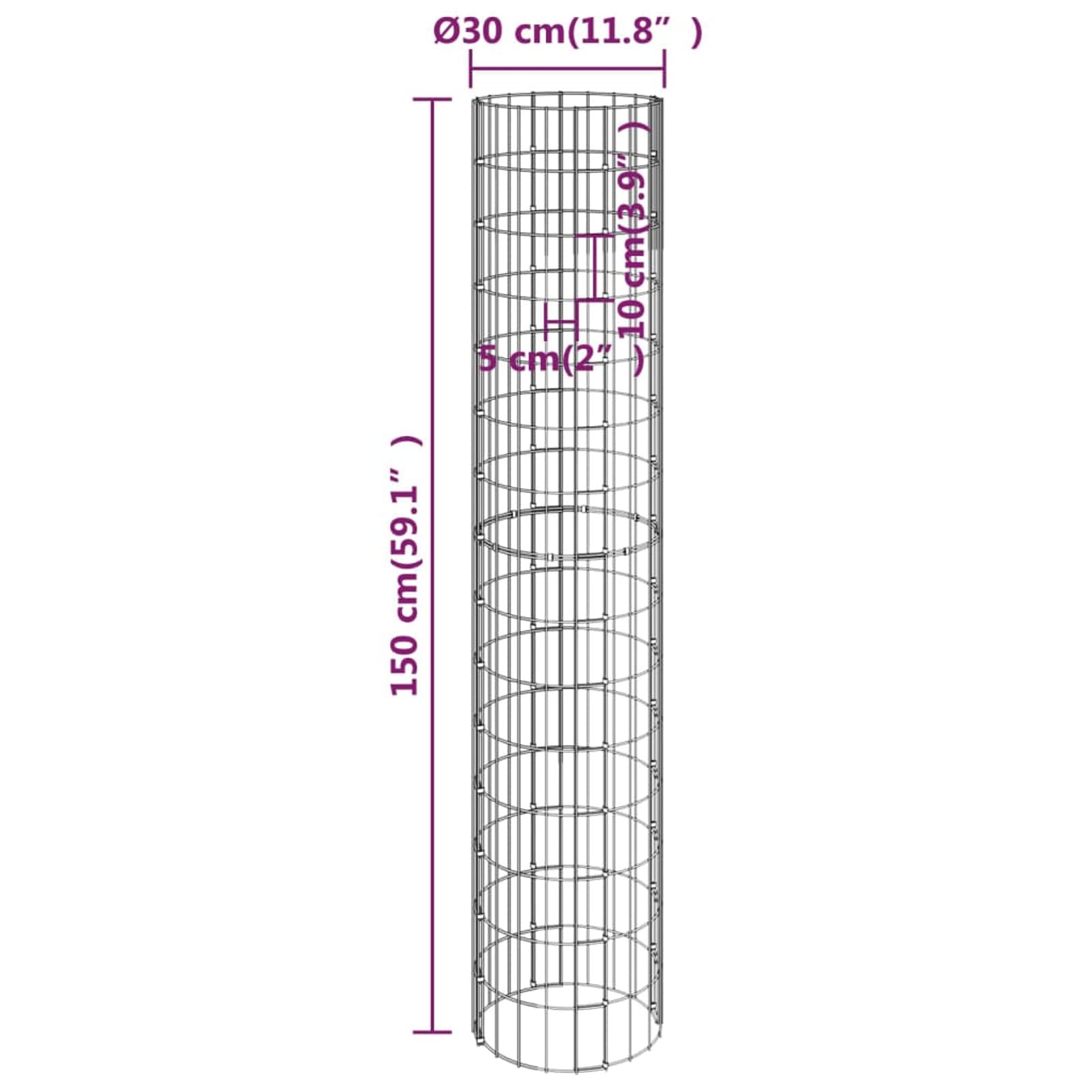 LAPOOH Arriate gaviones Circular 3 uds, Jardineras Exterior, Macetero Exterior, Arriate De Jardín, Jardinera Maceteros Hierbas, Acero galvanizado ?30x150 cm
