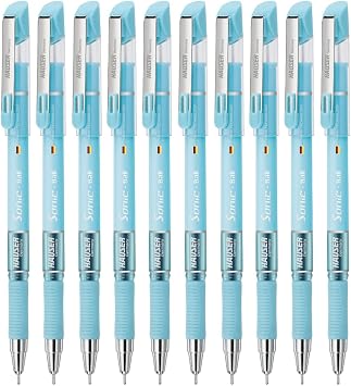 Hauser Sonic Ball Pen Box Pack | 0.7 mm Tip Size | Light Weight Sleek Body With Smooth Performance | Low-Viscosity Ink For Smudge Free Writing | Blue Ink, Pack of 10