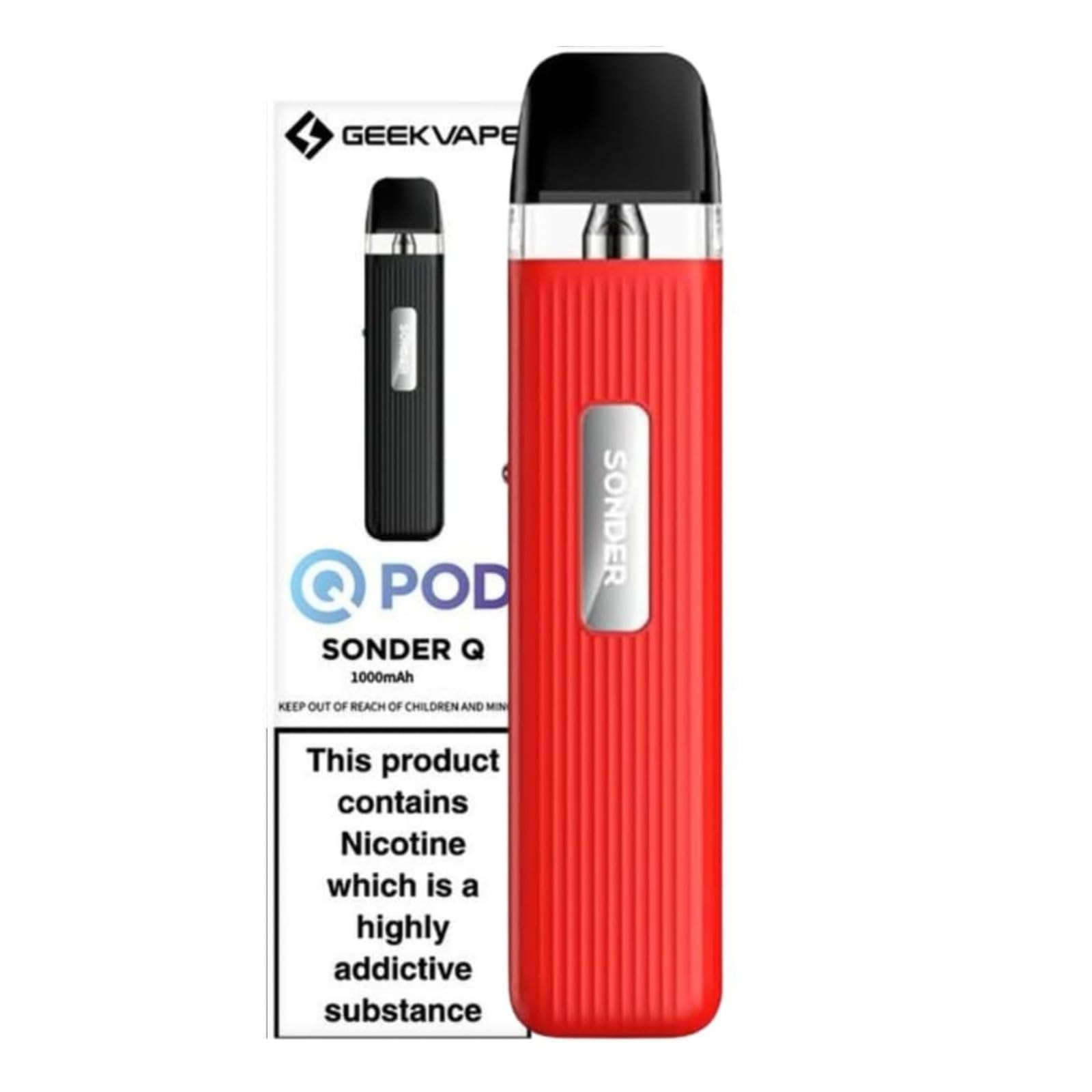 Geekvape Sonder Q Pod Kit, E-Cigarettes, Adjustable airflow, Draw-to-vape  activation, 2 ml Cartridge Capacity, No Nicotine, (RED): Amazon.co.uk:  Electronics & Photo