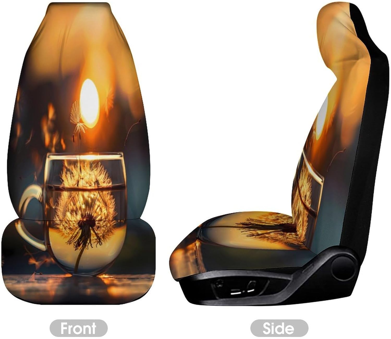 Dandelion Tea Car Seat Covers Automotive Seat Covers Car Seat Protector Auto Front Seats Protector for Most Cars 2PCS