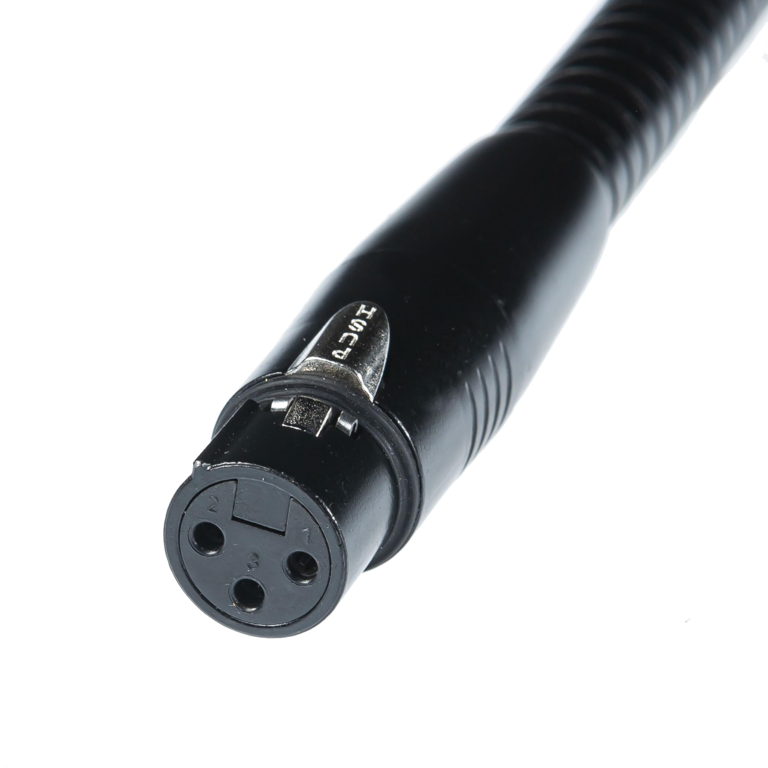 K&M 23035 Schwanenhals 350 mm mit verdrahteten XLR-Anschlüssen für Mikrofonstativ aus schwarzem Stahl