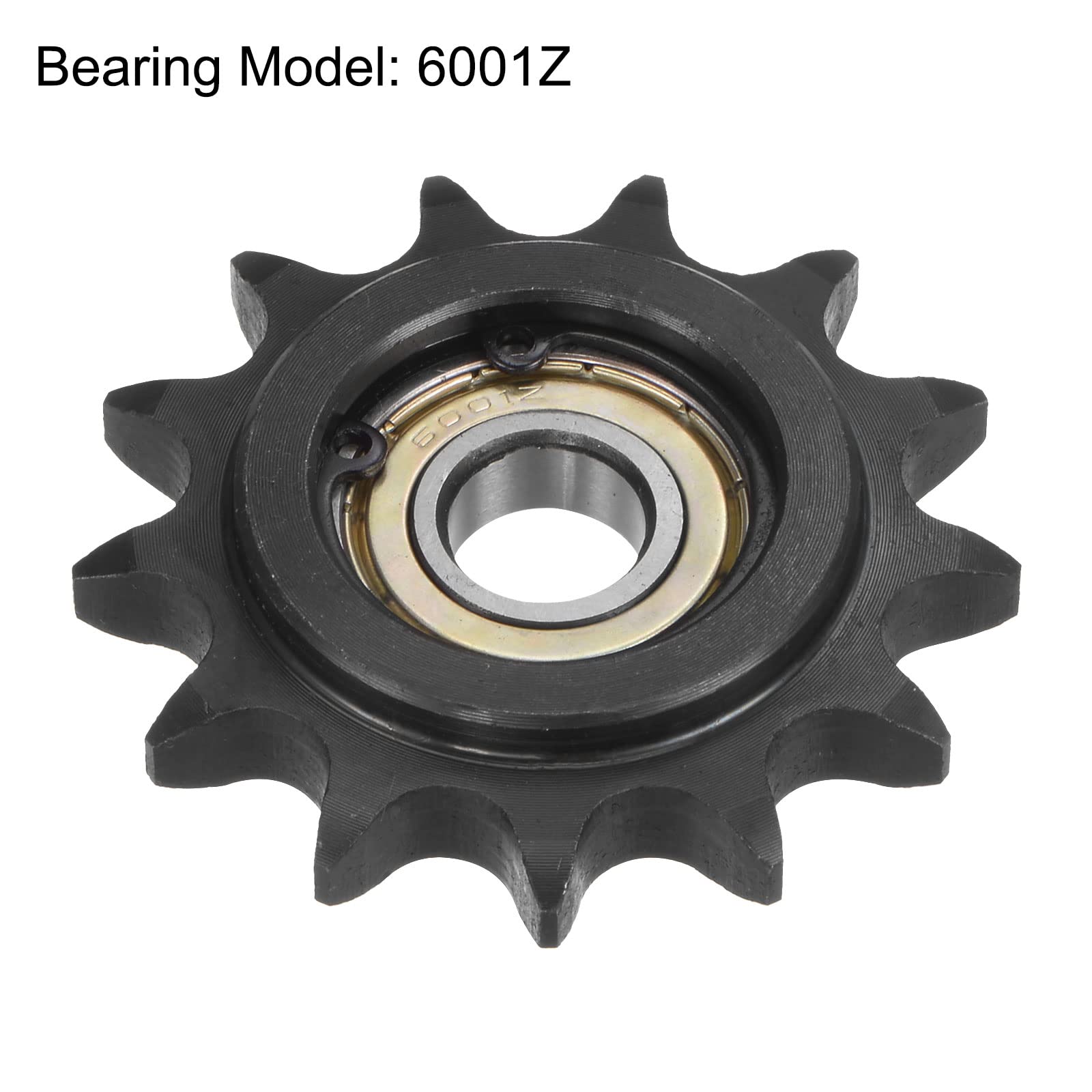 uxcell #40 Chain Idler Sprocket, 12mm Bore 1/2" Pitch 13 Tooth Tensioner, Black Oxide Finished C45 Carbon Steel with Insert Single Bearing for ISO 08A Chains — Amazon image 3