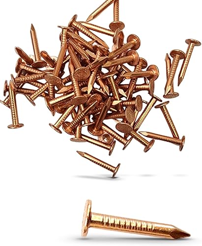 Miniatura 4 de Paquete de 50 clavos de cobre de 1 pulgada con acabado para techos, púas de pizarra de cobre puro macizo, barcos de muebles intermitentes, clavos de