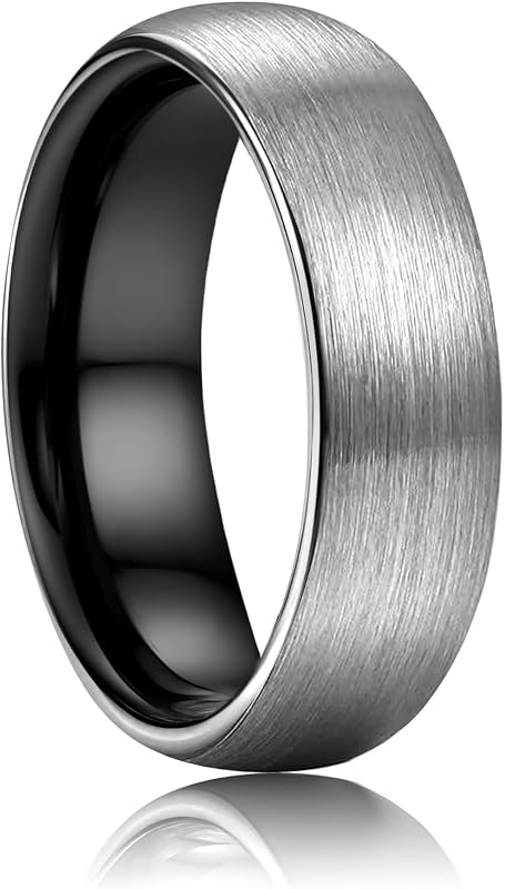 Stainless Steel Wedding Rings for Men Women 6mm 8mm Mens Wedding Band Sliver/Black/Gold Plated Brushed Matte Finish Surface High Polish Edge Mens Rings Engagement Promise Ring Comfort Fit 6-14