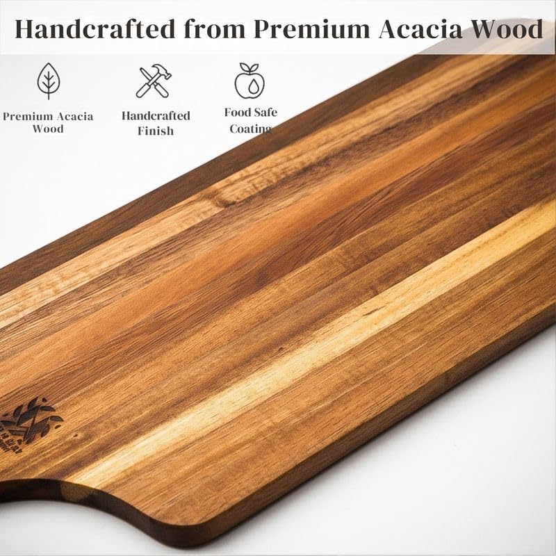 Tabla de cortar rectangular de madera Acacia con mango miniatura 3