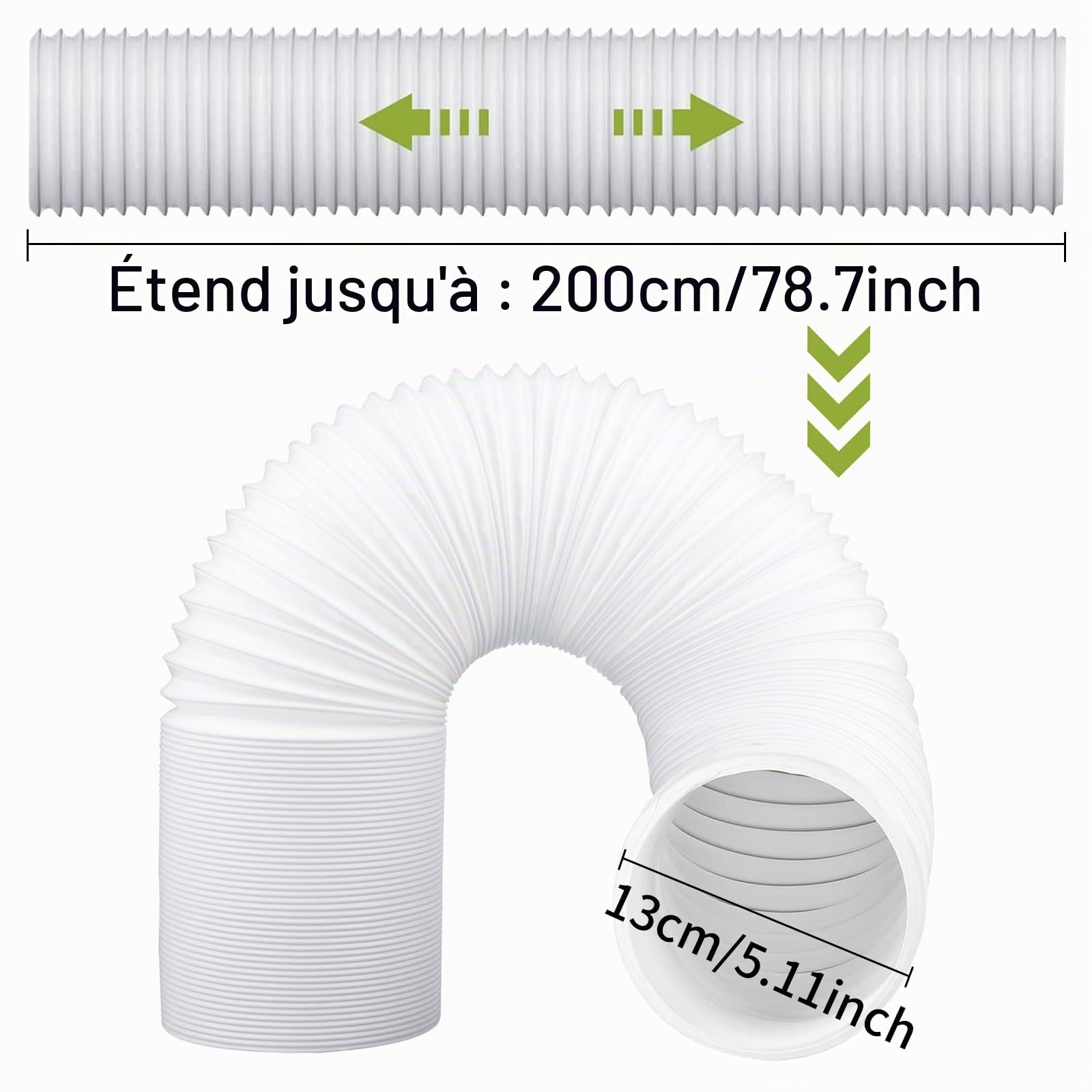 Tuyau d'évacuation, Tuyau de ventilation flexible, Tuyau d'évacuation pour climatisation, Tuyau d'évacuation pour sèche-linge, Tuyau pour climatisation pour climatiseurs, sèche-linge, Tuyau