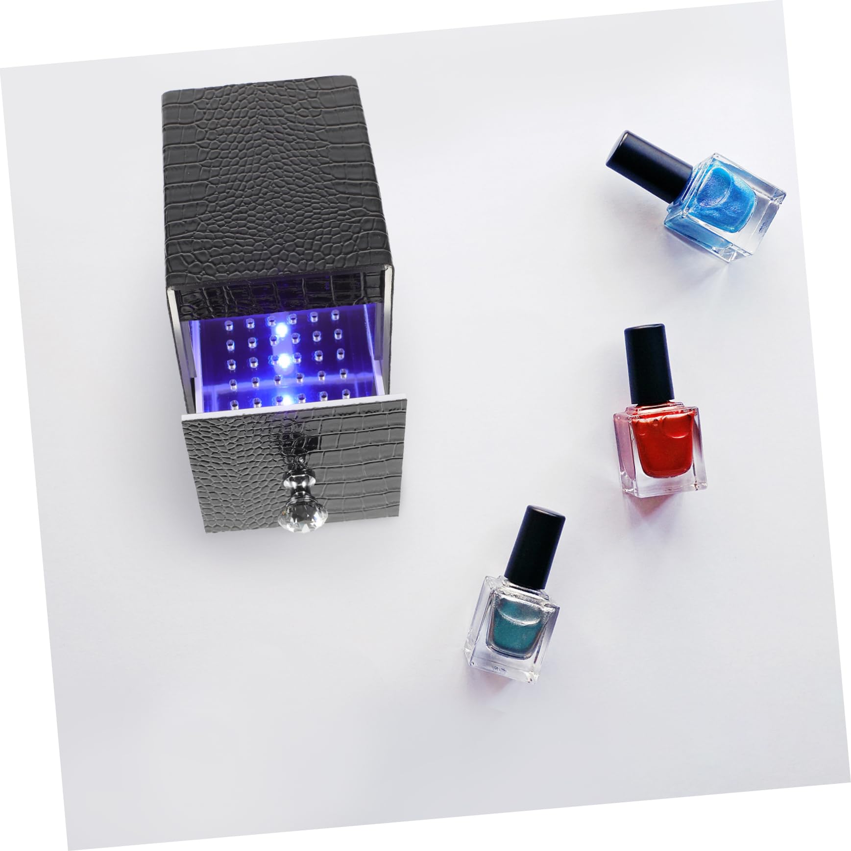 BESTYASH Acryl Nagelkunst Fräserbox mit USB Stromversorgung und Lederbezug für Maniküre Training