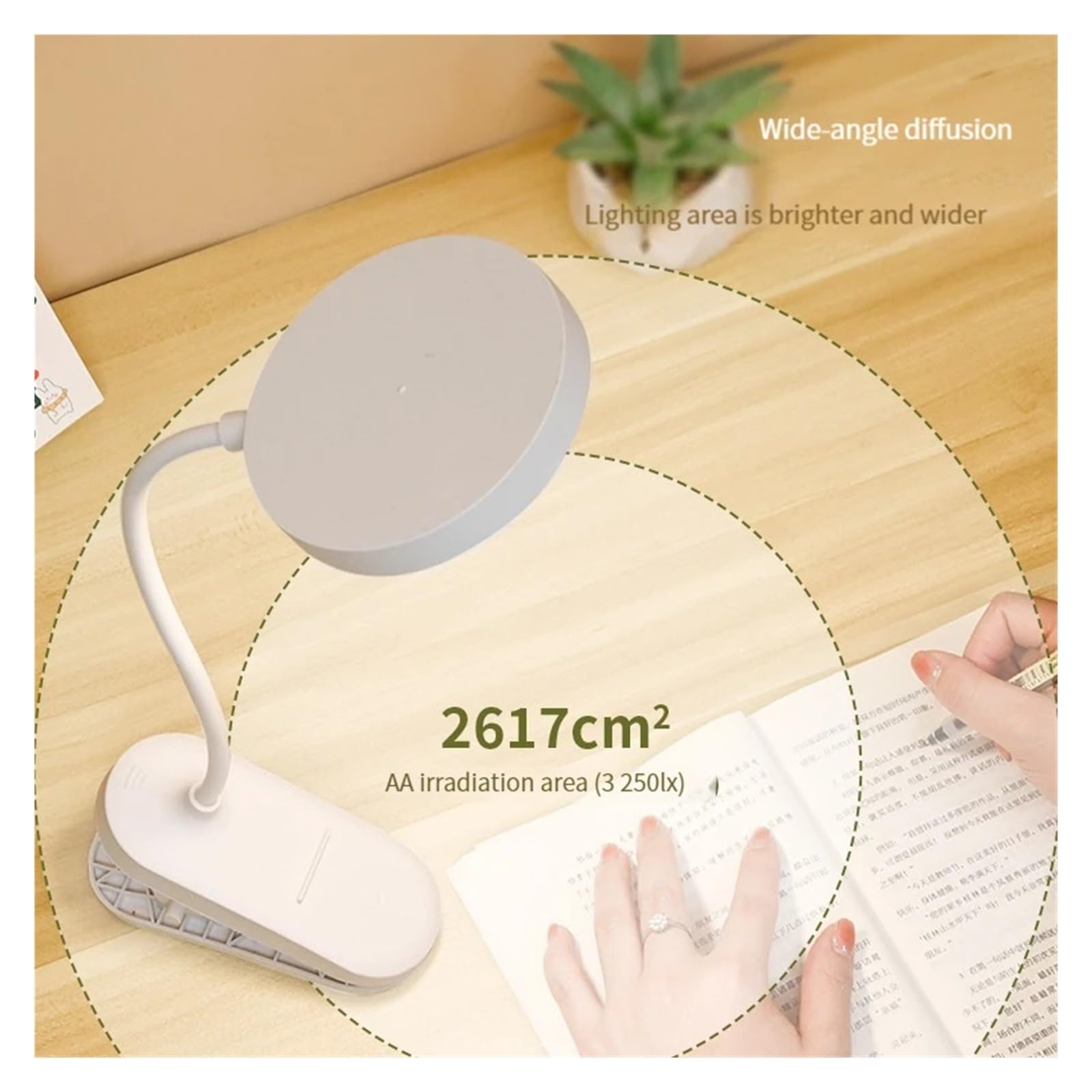 Lámpara de escritorio con clip recargable por USB | Temperaturas y luz de lectura LED regulable for estudio, oficina, dormitorio