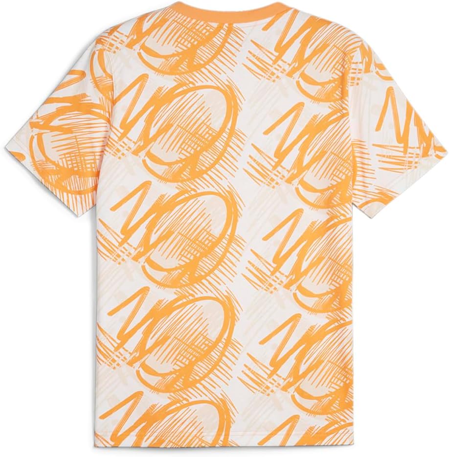 PUMA Mens Power Graphic Crew Neck Short Sleeve Casual Tops Casual - Orange