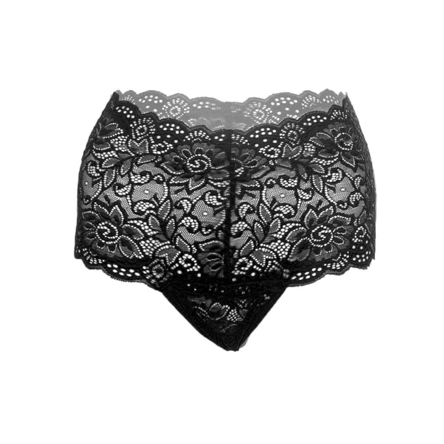 myza Women's Polyester and Spandex g stringthong Brief Panty(Pack of 1)(RIOE-PN-02472_Black) (Large)-picture-7