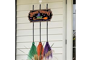 Witches Broom Parking Sign Halloween Decorations