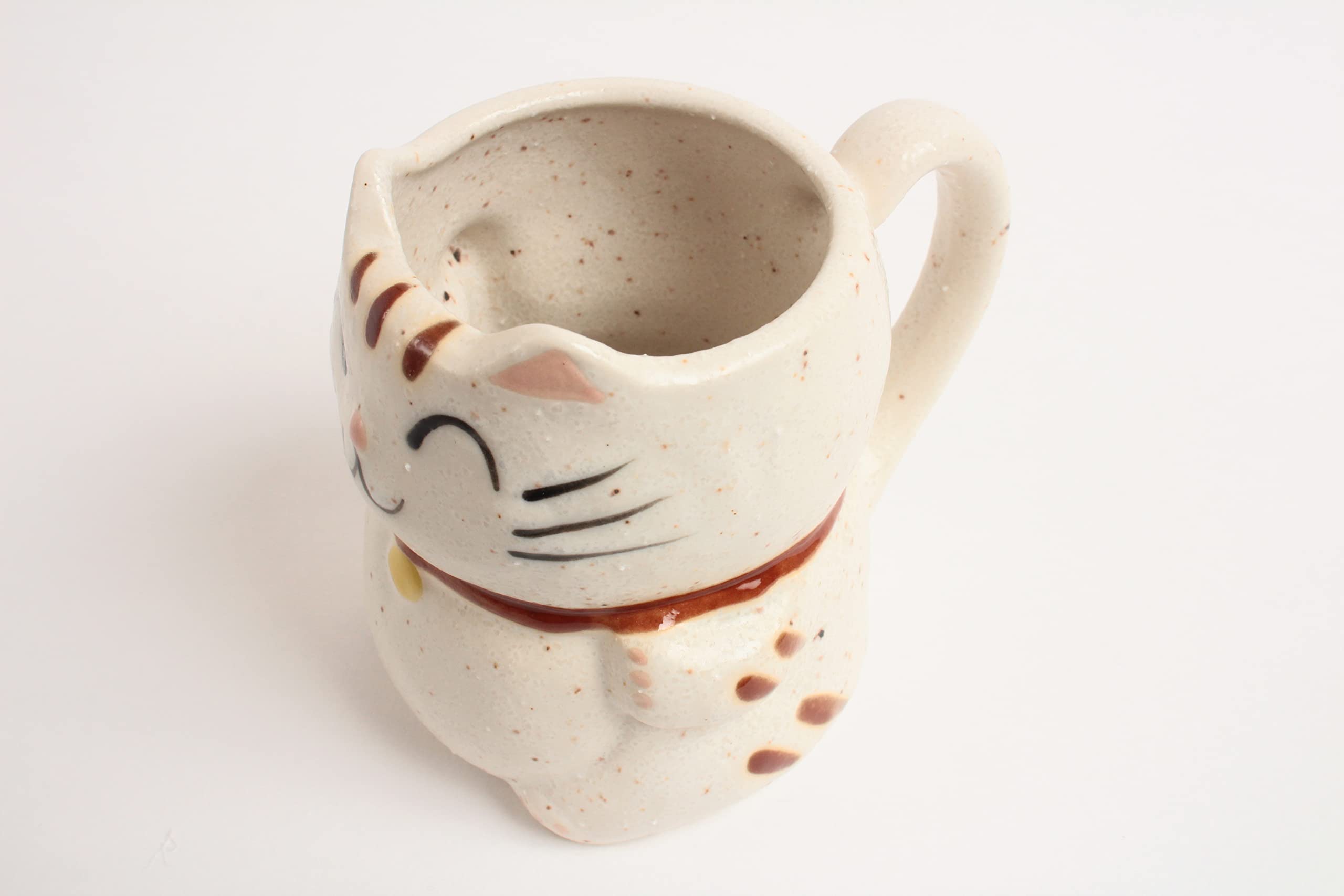 Mino ware Taza de cerámica japonesa Taza Manekineko Gato hecho en Japón (importación de Japón) (gasa blanca) CPM018