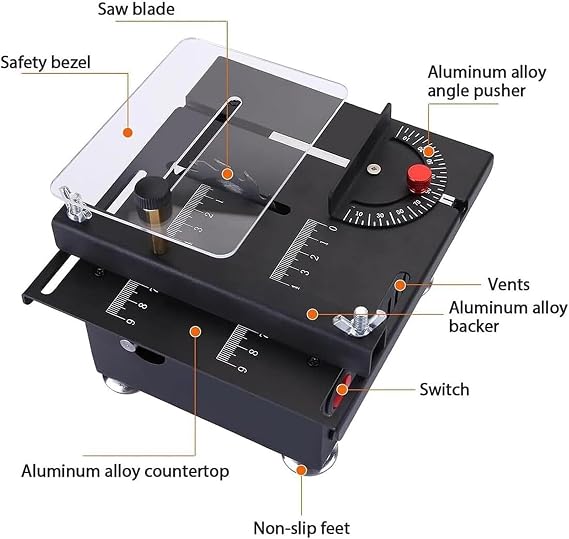 Mini Table Saw for Crafts, Multi-Functional Portable Saw for Woodworking, Precision Cutting Tools for DIY Projects, Compact Design, Easy to Use