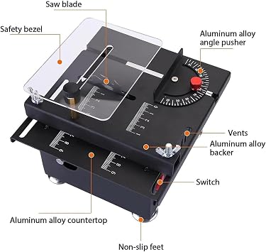 Mini Table Saw for Crafts, Multi-Functional Portable Saw for Woodworking, Precision Cutting Tools for DIY Projects, Compact Design, Easy to Use