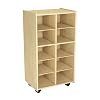 Childcraft Mobile Cubby Storage Unit, 10 Bin Capacity, Wooden, 19-12 x 14-14 x 36 Inches