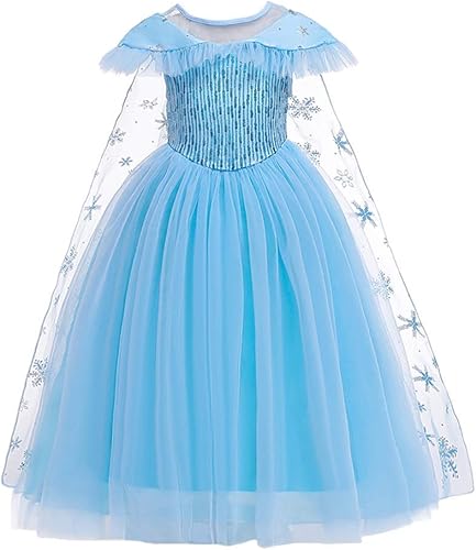 Miniatura 2 de MYRISAM Disfraz de princesa para niñas, disfraz de Frozen Elsa, vestido elegante de Halloween, fiesta, Navidad, cumpleaños, con accesorios