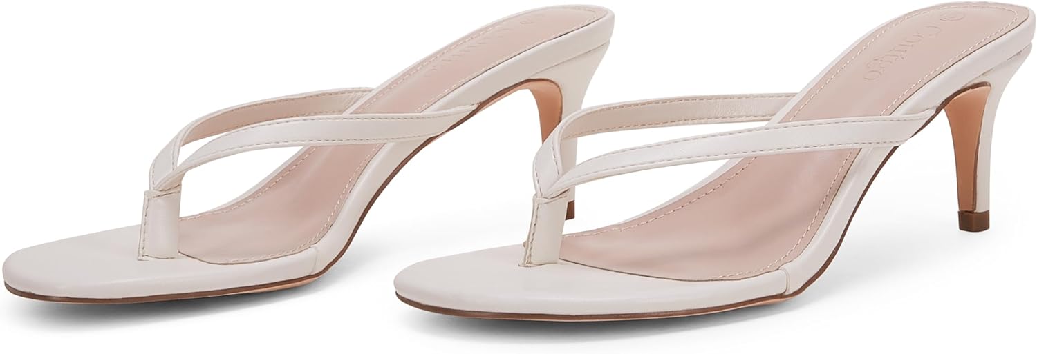 Coutgo Women's Flip Flops Kitten Heel Slip On Thong Slide Sandals - Image 4