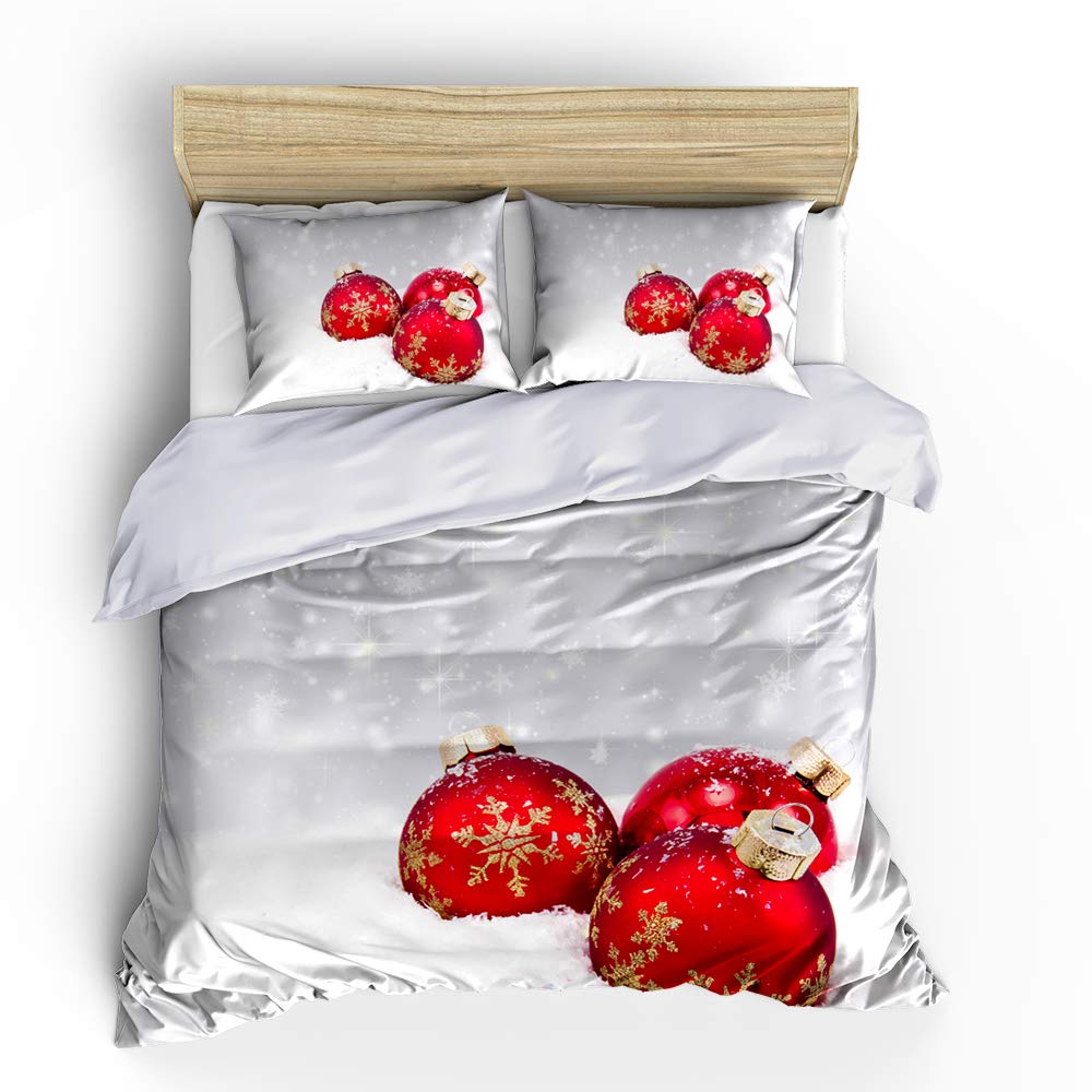 SHINICHISTAR Merry Christmas Duvet Cover Set with Two Pillowcase Twin Size