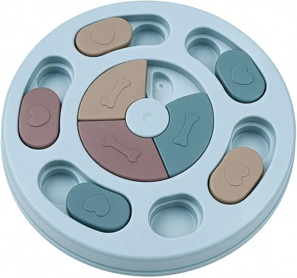 Puzzle Comedouro Interativo para Cães Ansiosos Antiderrapante e Alimentação Lenta (AZUL)