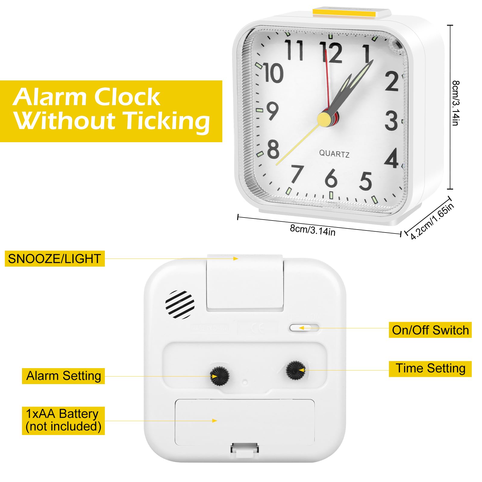 Réveil Analogique Silencieux VFANDV - Sans Tic-tac Avec Fonction Snooze Et Veilleuse