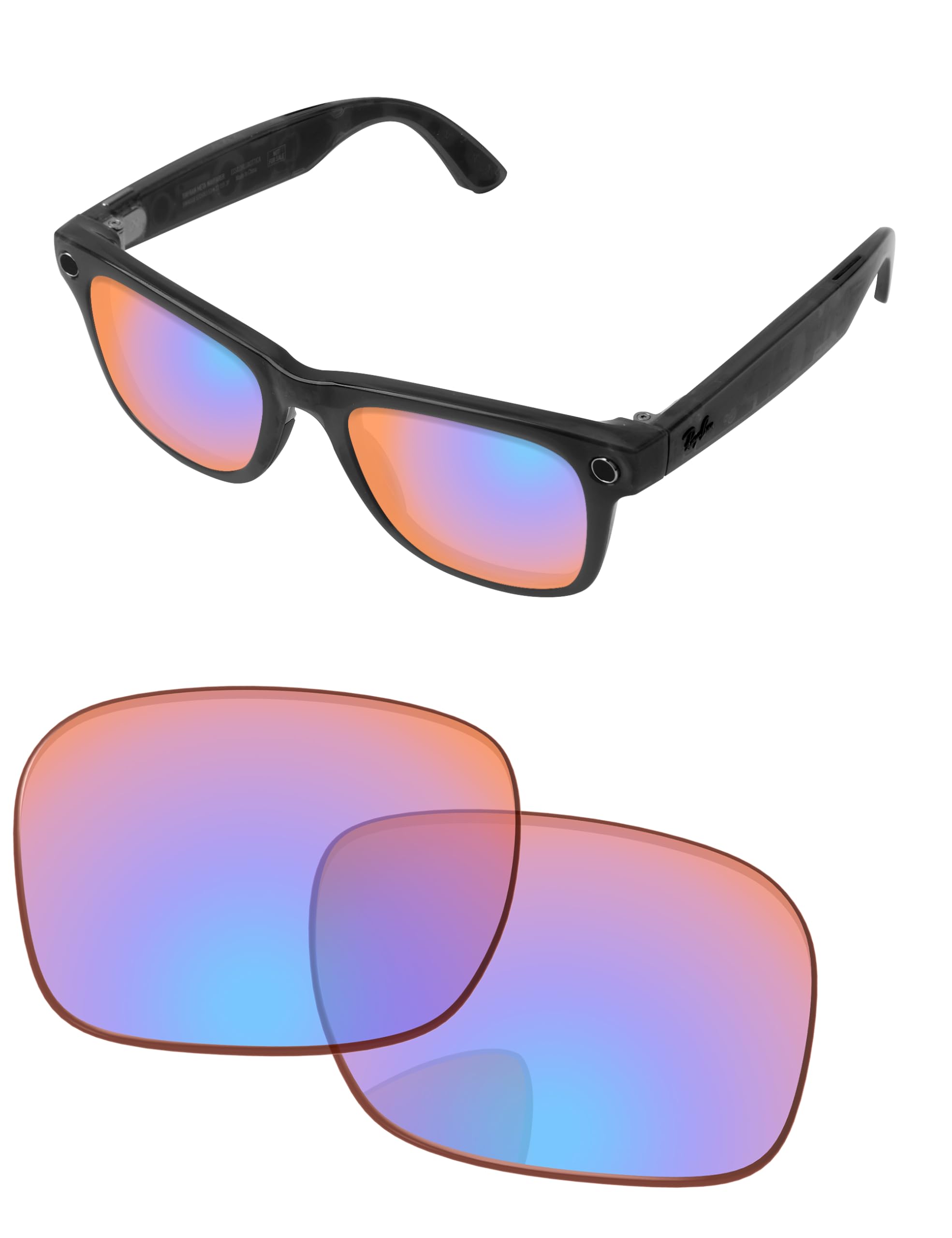 Replacement Lenses for Ray-Ban Meta Wayfarer RW4006 &amp; RW4012 50mm AI Glasses - Photochromic, Anti Blue Light Lens