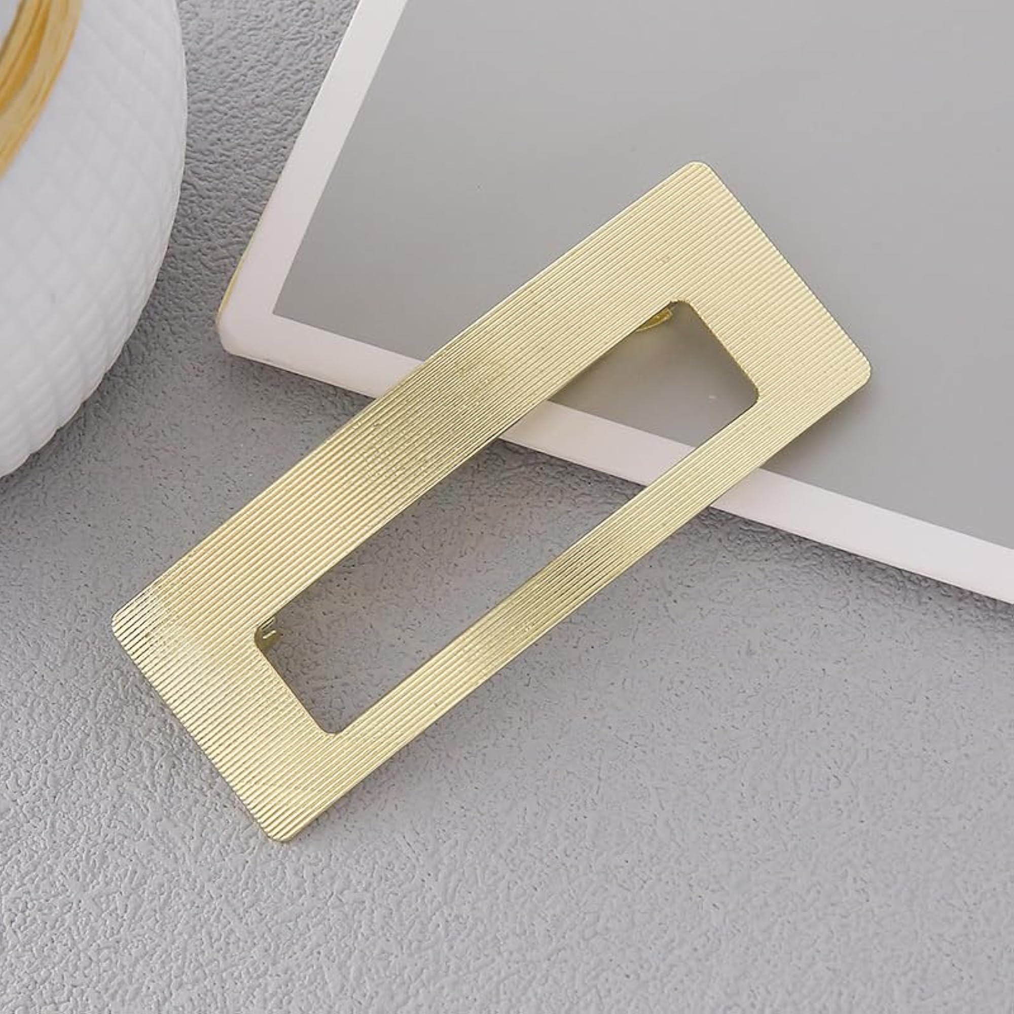 Gold Rectangular Metal Hair Barrette Clip for Women and Girls