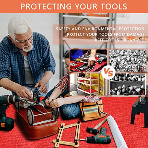 Foam Rubber Toolbox Shelf Liner Drawer Mat 1/8 Inch Thick X 16 Inch Wide X 16 Ft Long Red, No Slip For Protecting Cabinet, Garage, Cart, Tool Box #TOP6