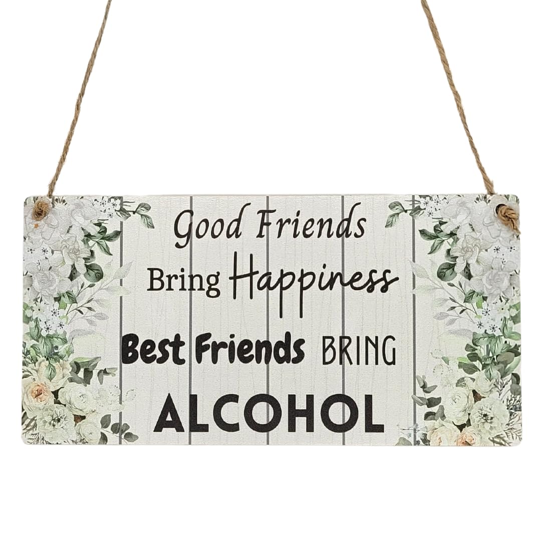 Second Ave Gift Company Wood Second Ave Funny Best Friends Alcohol En Hanging Rectangle Home Bar Sign Plaque