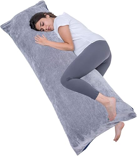Miniatura 6 de 1 MIDDLE ONE Almohada corporal de tamaño matrimonial, almohada grande para dormir de lado, inserto de almohada largo con funda de terciopelo