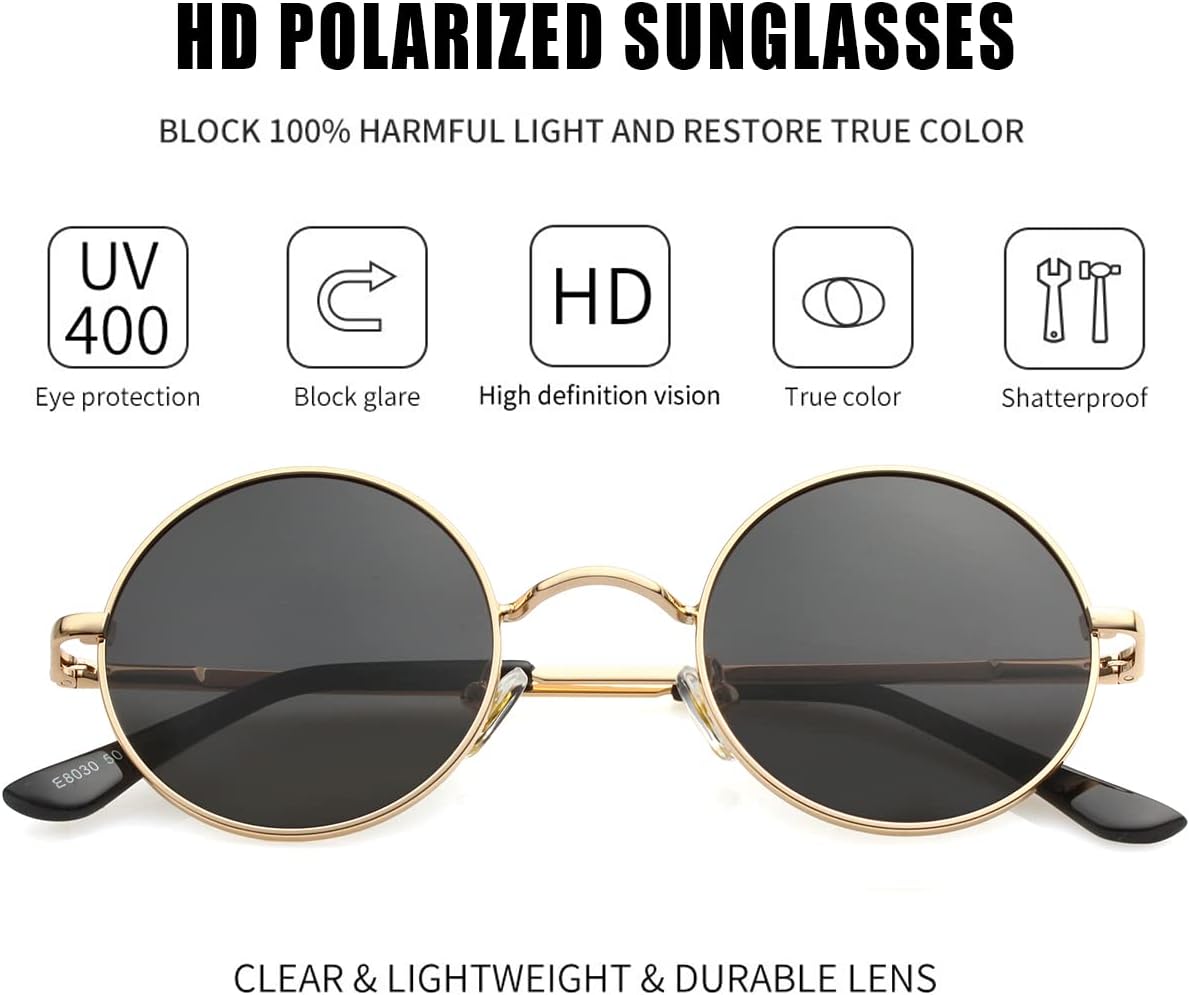 Kursan John Lennon Glasses Small Round Polarized Sunglasses for Women Men Hippie Retro Circle Red Sunglasses - 45MM - Image 2