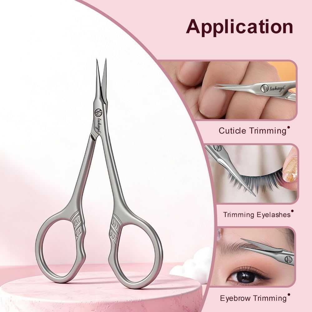 Professional Cuticle Scissors, Premium Stainless Steel Eyebrow Scissors, Precision Manicure Pedicure Grooming Tool for Women Men