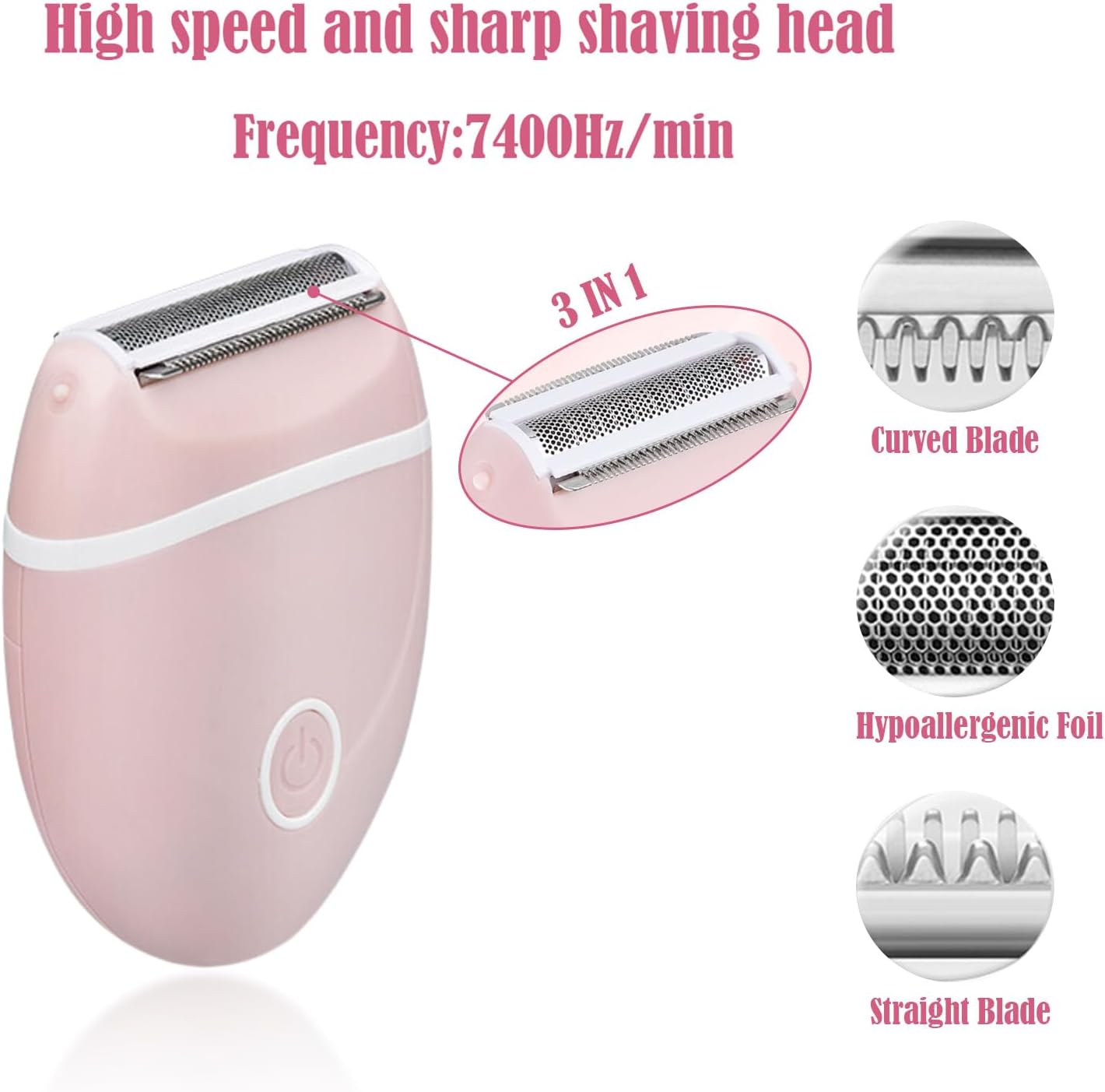 Electric Hair Shaver for Women: Compact, Cordless Wet & Dry Razor for Smooth Body & Dual Trimmers – Bikini Line and Quick, Travel-Friendly.BEAUTISILK (Pink)