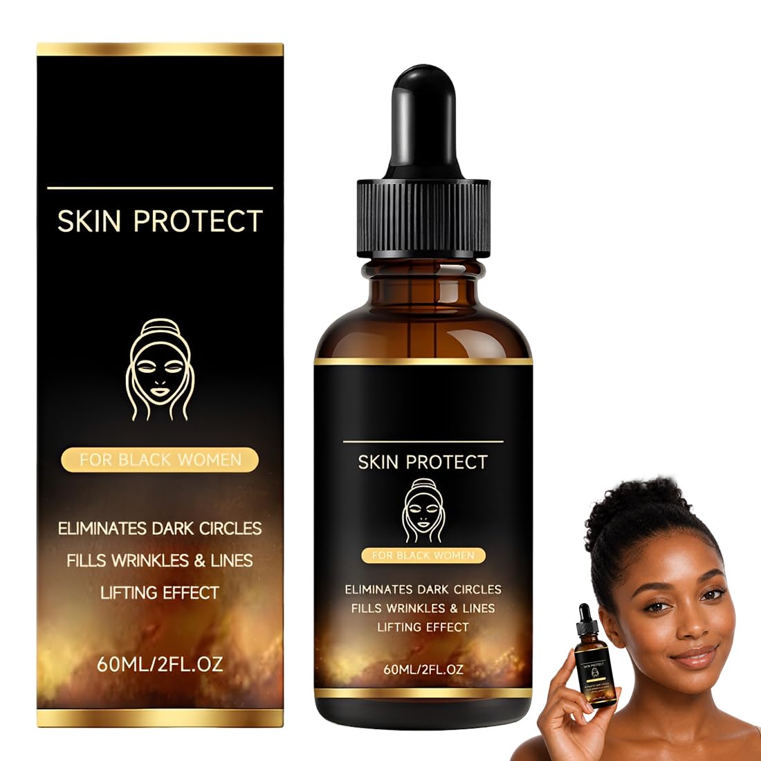 Skin Serum for Black Women,Skin Protector Face Serum - Reduces Wrinkles & Fine Lines, Eliminates Dark Circles, and Lifts & Firms Skin