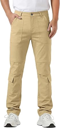 GINGTTO Mens Cargo Pants Slim Fit Stretch Casual Pants for Men Lightweight Bootcut Streetwear