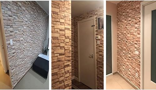 Miniatura 4 de 1 unidad de paneles de pared de ladrillo 3D autoadhesivos de 13.78 x 30.31 pulgadas, paneles de pared de ladrillo para despegar y pegar, paneles de